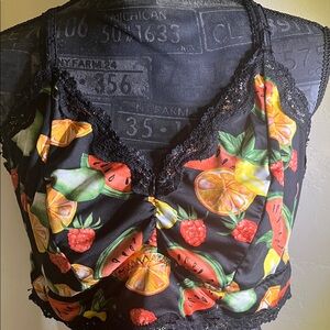 Fruit Print Lace Trim Bandeau